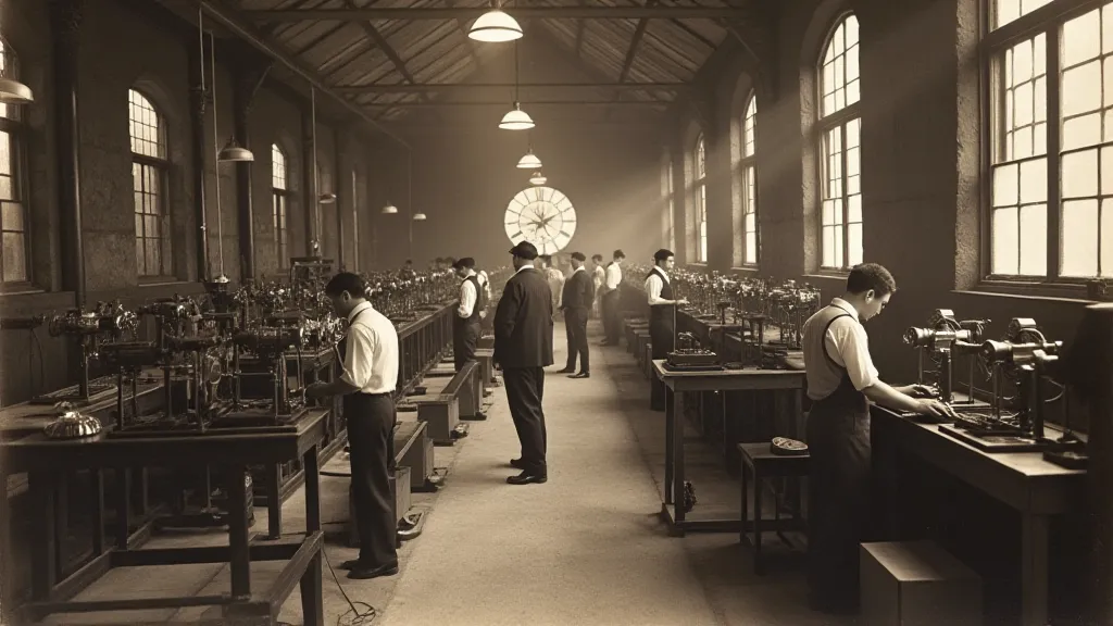 Clock factory during the Industrial Revolution