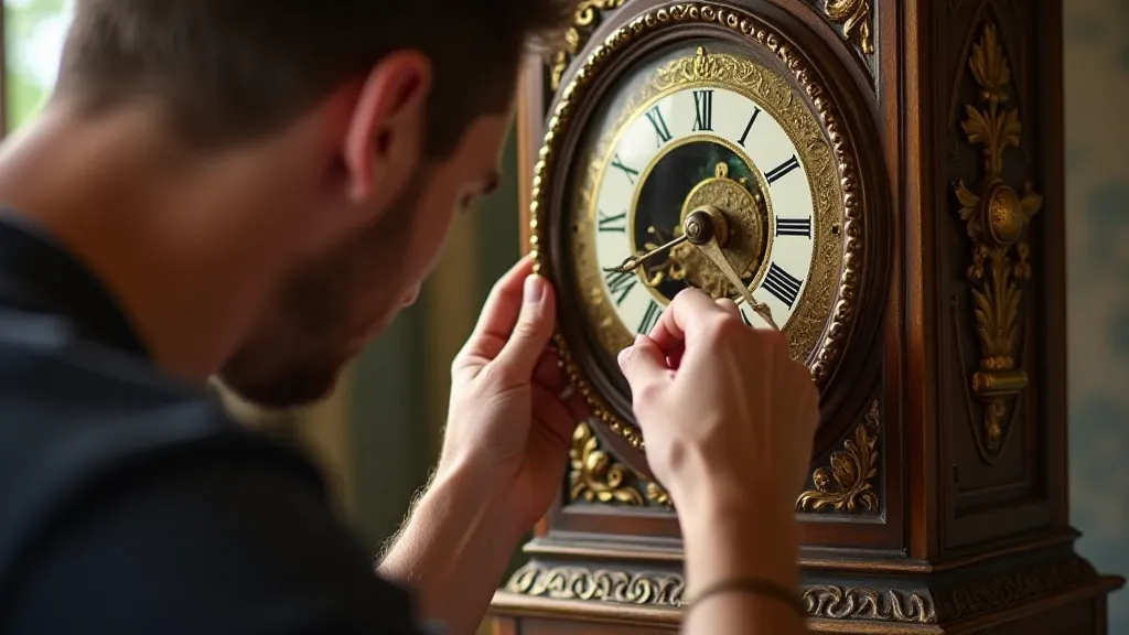 Close-up of a French clock movement