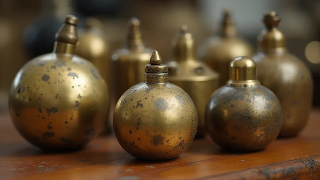 Antique brass clock weights