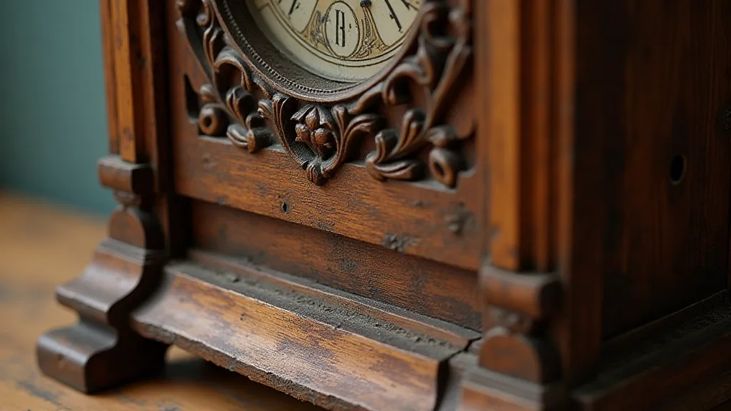 Detail of an antique clock case