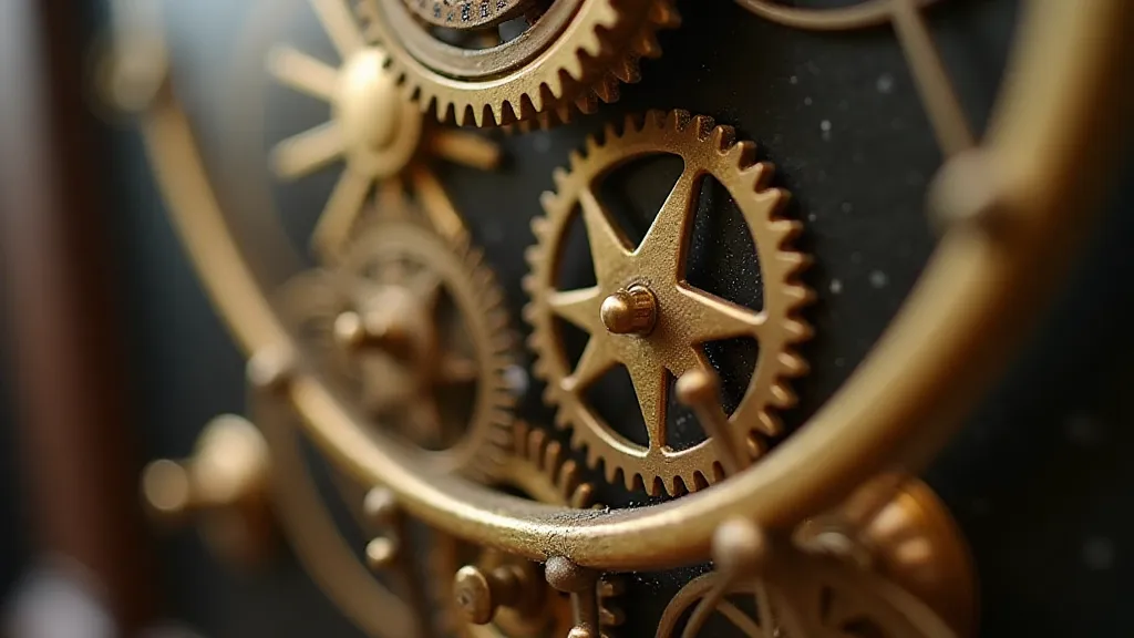 Close-up of antique clock gears