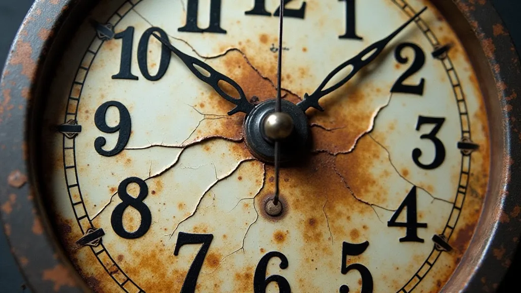 Damaged antique clock face