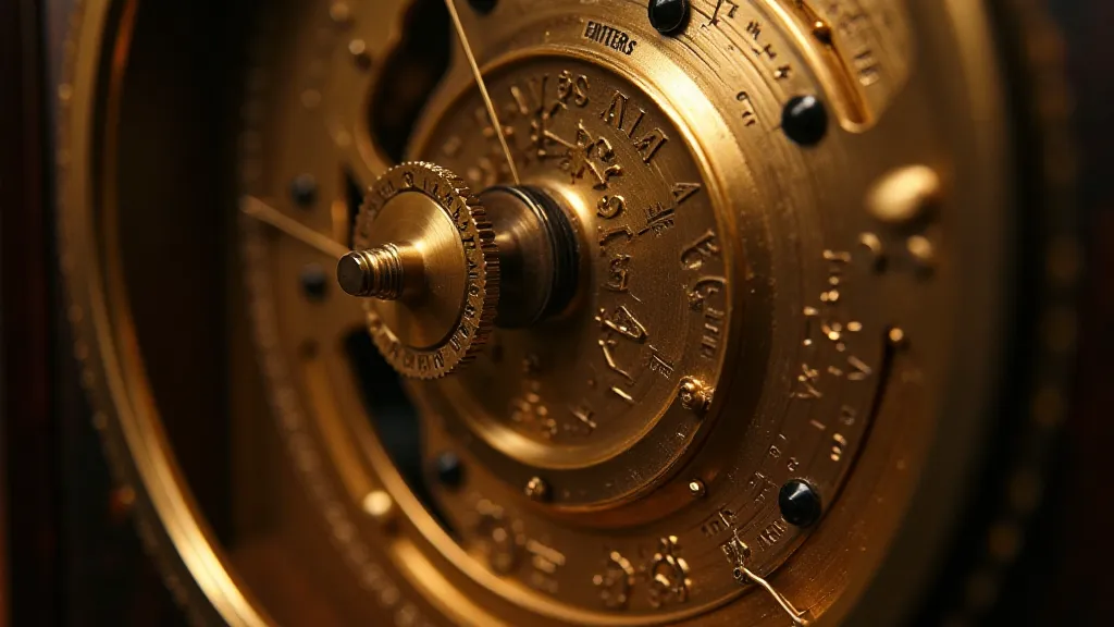Close-up of the intricate inner workings of a Dutch eight-day clock movement.