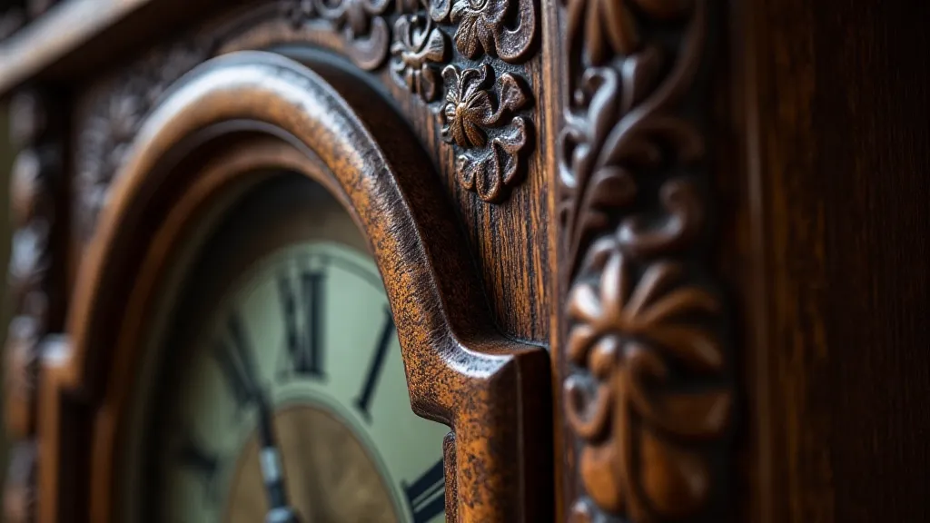 A beautifully carved wooden case of a typical Dutch eight-day clock.