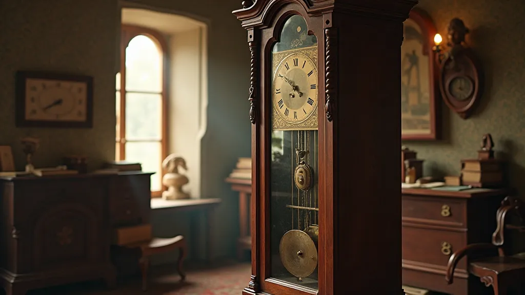 Antique grandfather clock in a vintage room