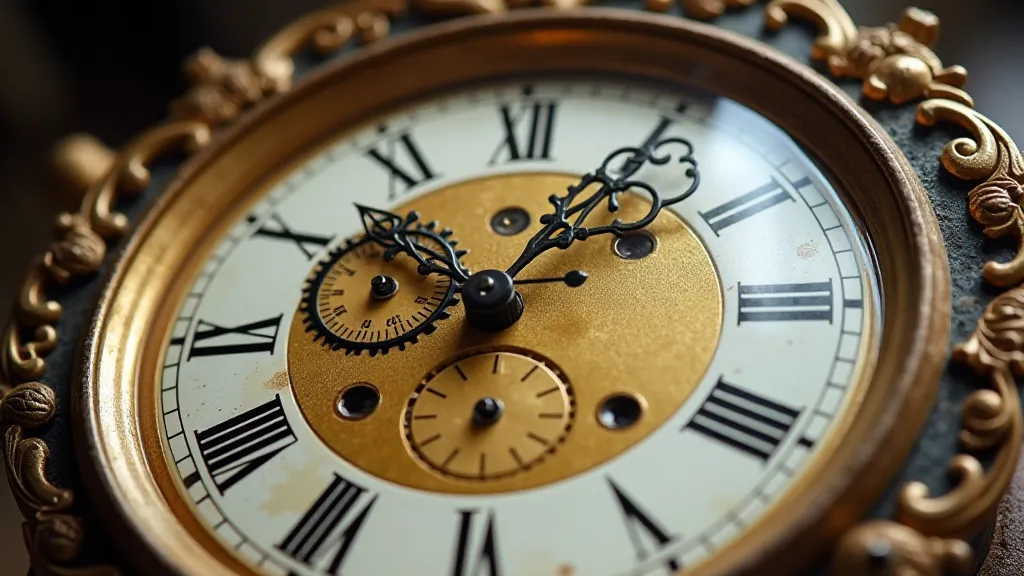Close-up of the clock dial